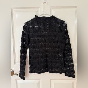 BB Dakota Black Lace Long Sleeve Blouse, Size Medium